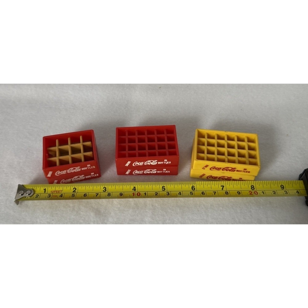 Lot of 6 Mini Coca Cola Crates Red Yellow Plastic Bottle Case Vintage trinkets - Picture 3 of 3